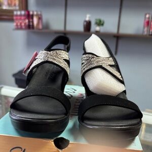 Skechers Black Sandals with Silver Accents